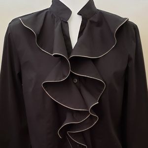 Bradley Bayou Ruffle Front Blouse Black